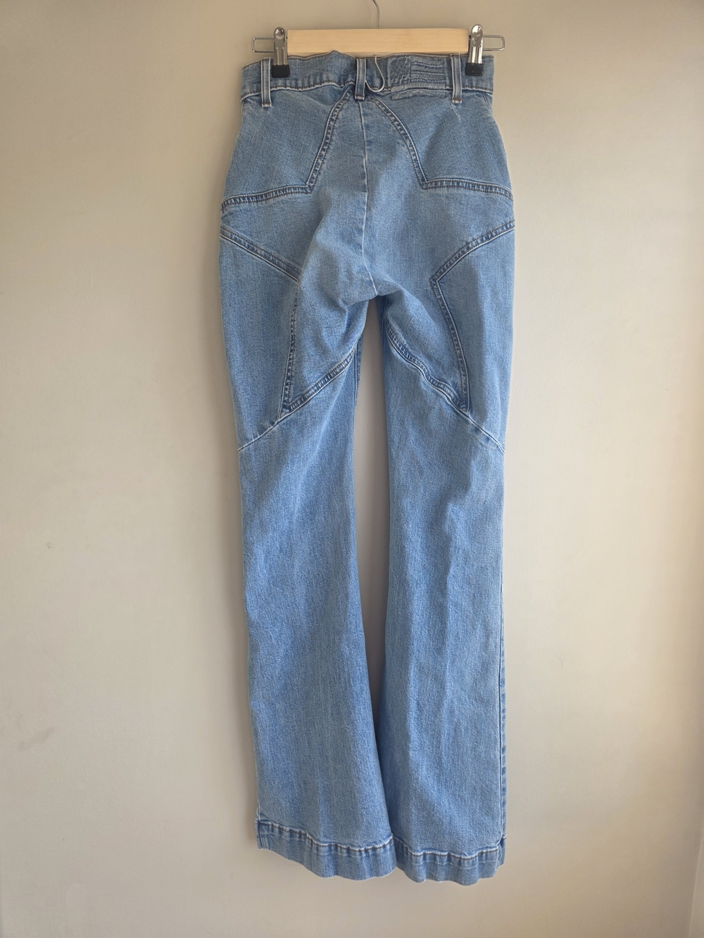 Revice High Rise Flare Jeans Size 27 Light Wash Front Seam Star Back - Picture 7 of 14